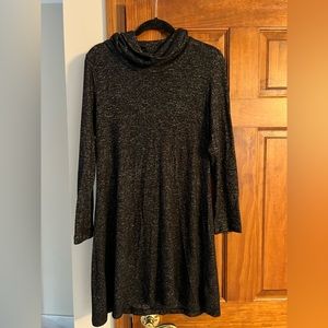 Market & Spruce Heathered Black Turtleneck Dress